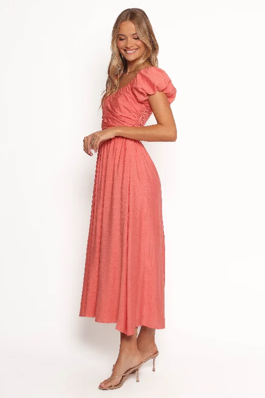 Party dresses for mature women with elegance -Valeen Midi Dress - Coral