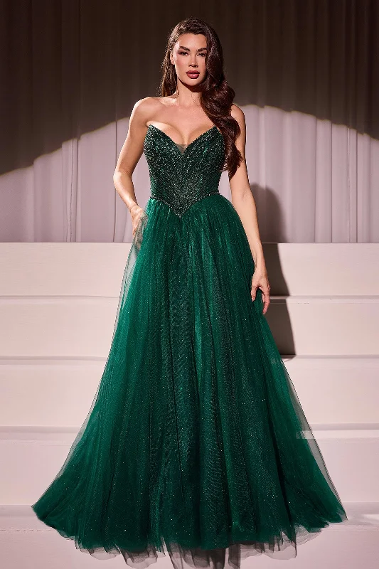 cocktail dresses with layered tulle skirts for volume --Beaded Strapless Tulle Ball Gown by Ladivine CC415 - Outlet