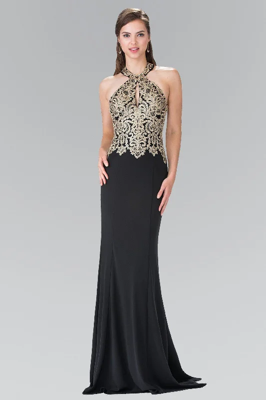 cocktail dresses with satin belts for waist definition --Long Gold Embroidered Halter Dress by Elizabeth K GL2231 cocktail dresses with satin belts for waist definition --Long Gold Embroidered Halter Dress by Elizabeth K GL2231