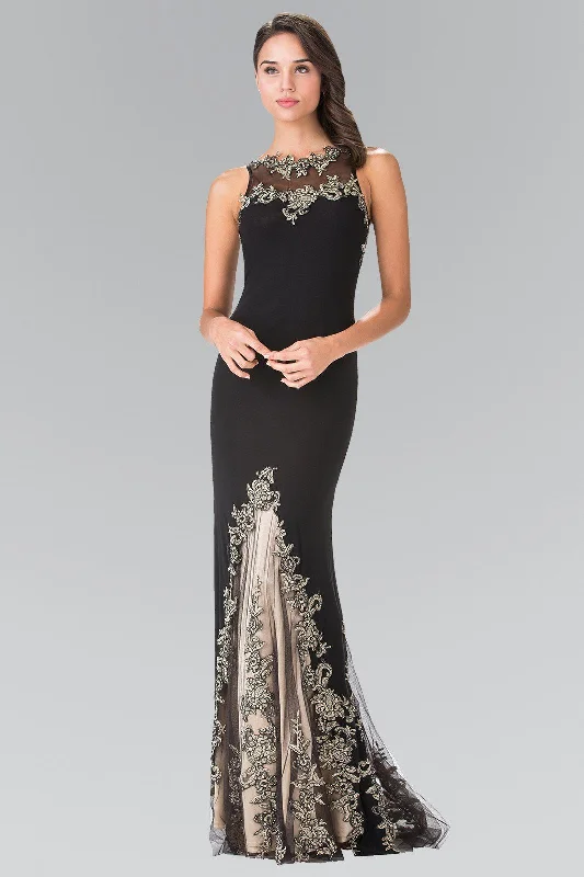 cocktail dresses with ruched sides for slimming effect --Embroidered Long Sleeveless Illusion Dress by Elizabeth K GL2204 cocktail dresses with ruched sides for slimming effect --Embroidered Long Sleeveless Illusion Dress by Elizabeth K GL2204
