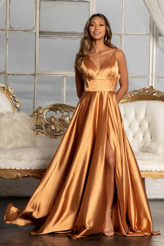 plus size bridesmaid dresses with V-necklines for flattering shape --Long Shiny Satin V-Neck Dress by Elizabeth K GL1991 plus size bridesmaid dresses with V-necklines for flattering shape --Long Shiny Satin V-Neck Dress by Elizabeth K GL1991