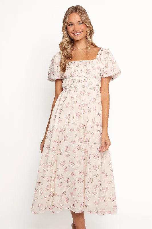 Spring dresses for hot weather with breathable fabrics -Eowyn Maxi Dress - Ivory Pink