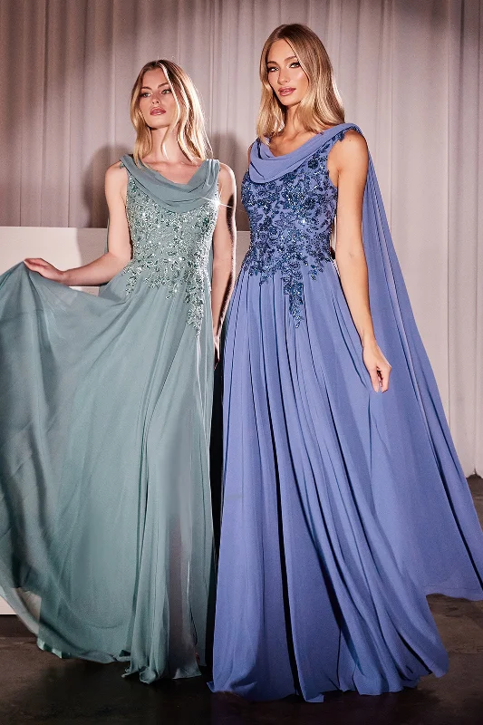 Best wedding guest dresses for vineyard-themed weddings -Chiffon Cape Sleeve A-line Gown by Ladivine CDS509 Best wedding guest dresses for vineyard-themed weddings -Chiffon Cape Sleeve A-line Gown by Ladivine CDS509