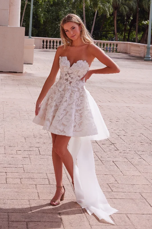 Plus size cocktail party dresses for weddings -Embroidered Short Strapless Dress by Nox Anabel JQ1017 Plus size cocktail party dresses for weddings -Embroidered Short Strapless Dress by Nox Anabel JQ1017