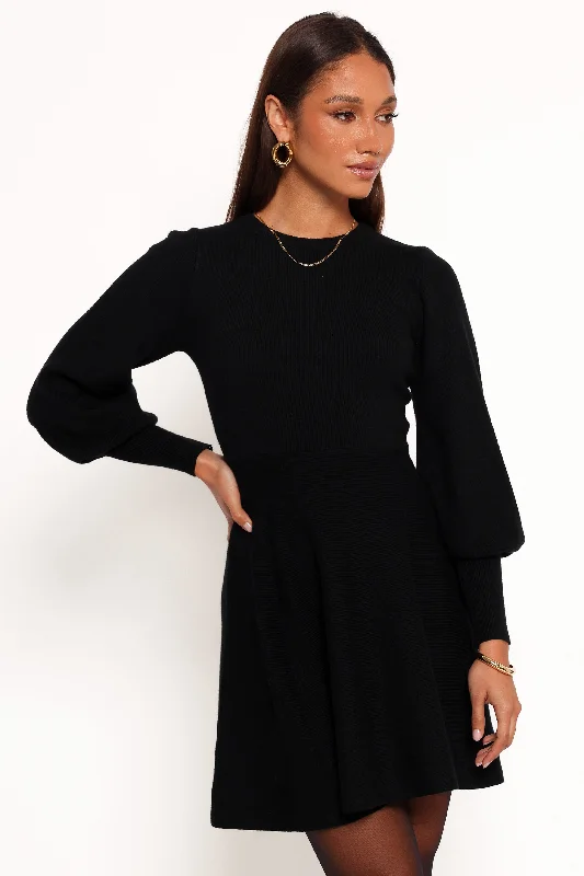 High-end cocktail party dresses for VIP events -Gigi Long Sleeve Mini Dress - Black High-end cocktail party dresses for VIP events -Gigi Long Sleeve Mini Dress - Black