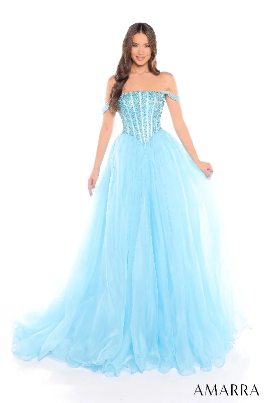 formal dresses for church events with modest hemlines --Organza Off Shoulder A-line Gown by Amarra 88443 formal dresses for church events with modest hemlines --Organza Off Shoulder A-line Gown by Amarra 88443