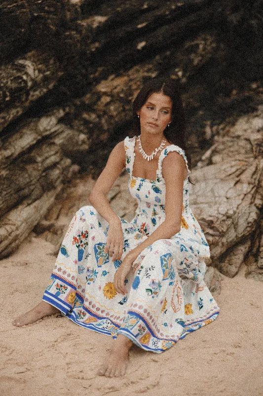 Midi cocktail dresses for formal evening parties -Serafina Maxi Dress - Portofino