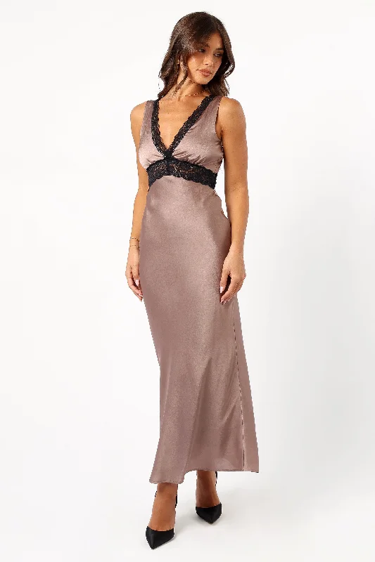 Wedding guest dresses with shimmer for evening events -Brennan Maxi Slip Dress - Mocha Wedding guest dresses with shimmer for evening events -Brennan Maxi Slip Dress - Mocha