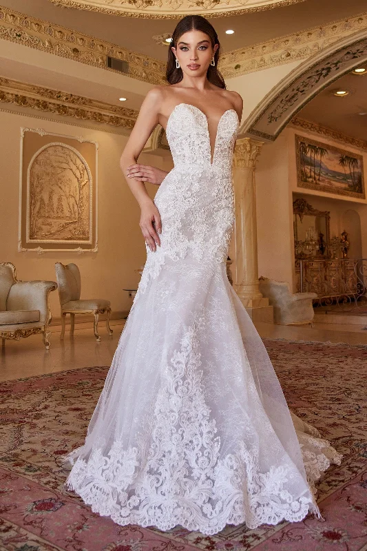 Wedding guest dresses that pair well with gold accessories -Strapless Lace Wedding Dress by Cinderella Divine CD928 Wedding guest dresses that pair well with gold accessories -Strapless Lace Wedding Dress by Cinderella Divine CD928
