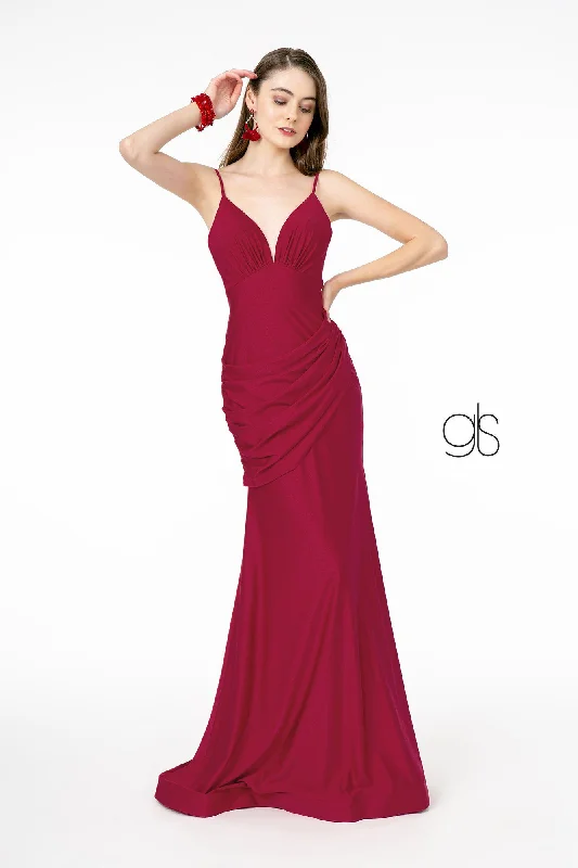 bridesmaid dresses with mesh panels for modern appeal --Ruched Long Fitted Sleeveless Dress by Elizabeth K GL1815 bridesmaid dresses with mesh panels for modern appeal --Ruched Long Fitted Sleeveless Dress by Elizabeth K GL1815