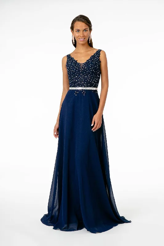 bridesmaid dresses with satin belts for waist definition --Long Illusion V-Neck Dress with Embroidered Top by Elizabeth K GL2653 bridesmaid dresses with satin belts for waist definition --Long Illusion V-Neck Dress with Embroidered Top by Elizabeth K GL2653