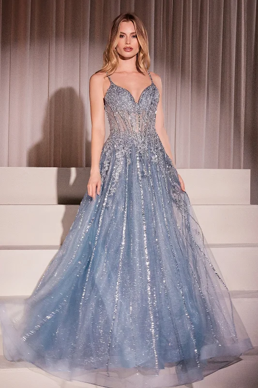formal dresses with open backs and crisscross straps --Beaded Sleeveless A-line Gown by Ladivine CD786 formal dresses with open backs and crisscross straps --Beaded Sleeveless A-line Gown by Ladivine CD786