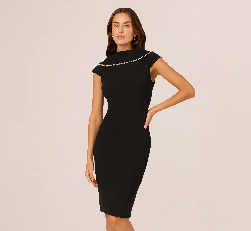 Spring dresses with lace details for a romantic vibe -Roll Neck Pearl Midi Dress In Black Spring dresses with lace details for a romantic vibe -Roll Neck Pearl Midi Dress In Black