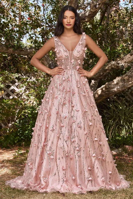 Off-shoulder wedding guest dresses for a romantic look -Sleeveless Glitter Ball Gown by Cinderella Divine CB085 Off-shoulder wedding guest dresses for a romantic look -Sleeveless Glitter Ball Gown by Cinderella Divine CB085