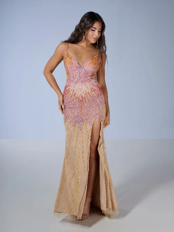 black formal dresses with sequins for cocktail parties --Multicolor Beaded Fitted V-Neck Gown by Tiffany Designs 16225 black formal dresses with sequins for cocktail parties --Multicolor Beaded Fitted V-Neck Gown by Tiffany Designs 16225
