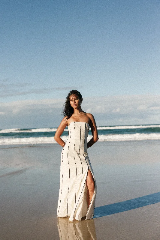 Chic leather party dresses for a bold statement -Ravello Maxi Dress - Cream