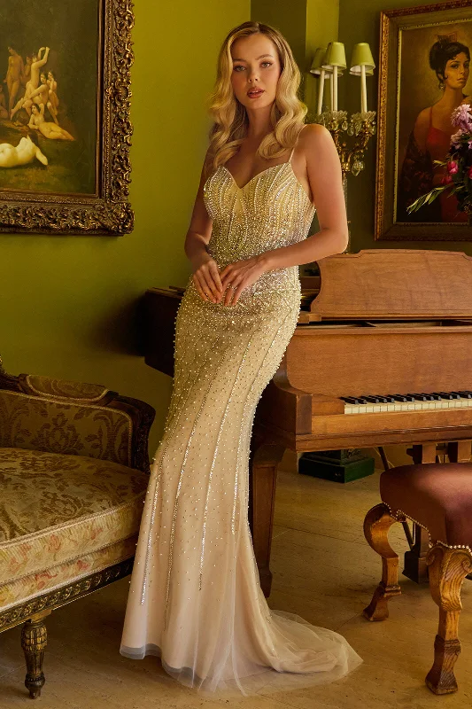 cocktail dresses with floral patterns for spring events --Beaded Sleeveless Gown by GLS Gloria GL3580 cocktail dresses with floral patterns for spring events --Beaded Sleeveless Gown by GLS Gloria GL3580