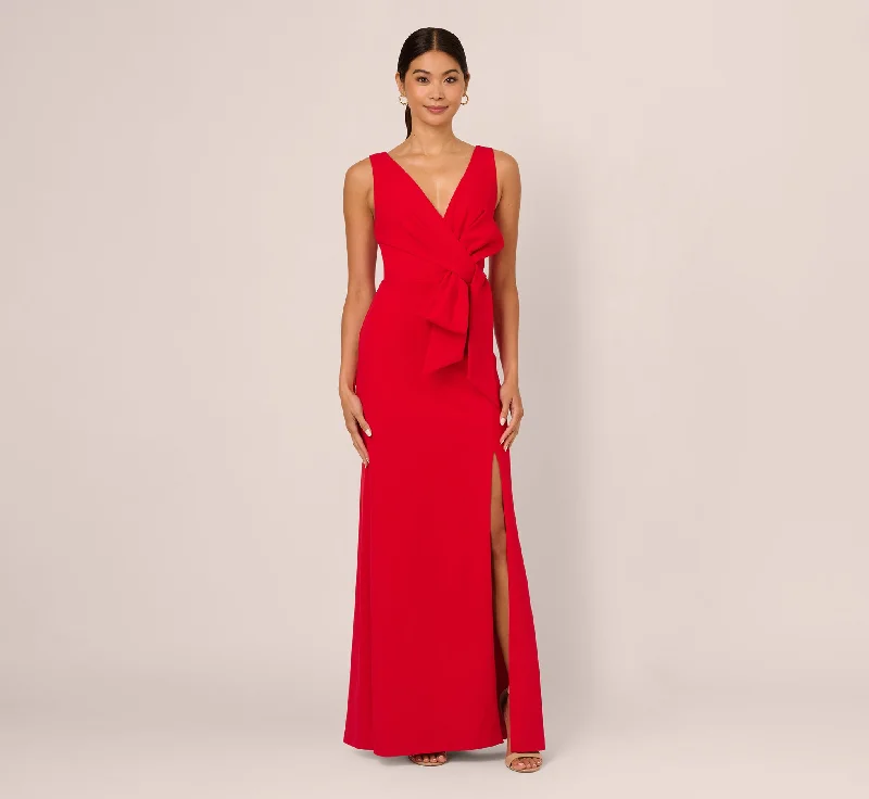 black formal dresses with sequins for cocktail parties --Bow Front Crepe Gown In Super Red black formal dresses with sequins for cocktail parties --Bow Front Crepe Gown In Super Red