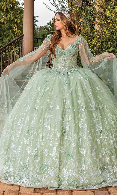 Dancing Queen 1878 - Sheer Butterfly Applique Ballgown