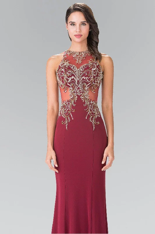 cocktail dresses with flared skirts for playful vibe --Long Sleeveless Beaded Illusion Dress by Elizabeth K GL2325 cocktail dresses with flared skirts for playful vibe --Long Sleeveless Beaded Illusion Dress by Elizabeth K GL2325