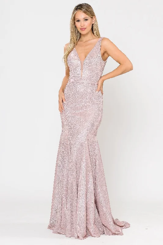 cocktail dresses with floral prints for daytime events --Long Metallic Glitter Mermaid Dress by Poly USA 8704 cocktail dresses with floral prints for daytime events --Long Metallic Glitter Mermaid Dress by Poly USA 8704