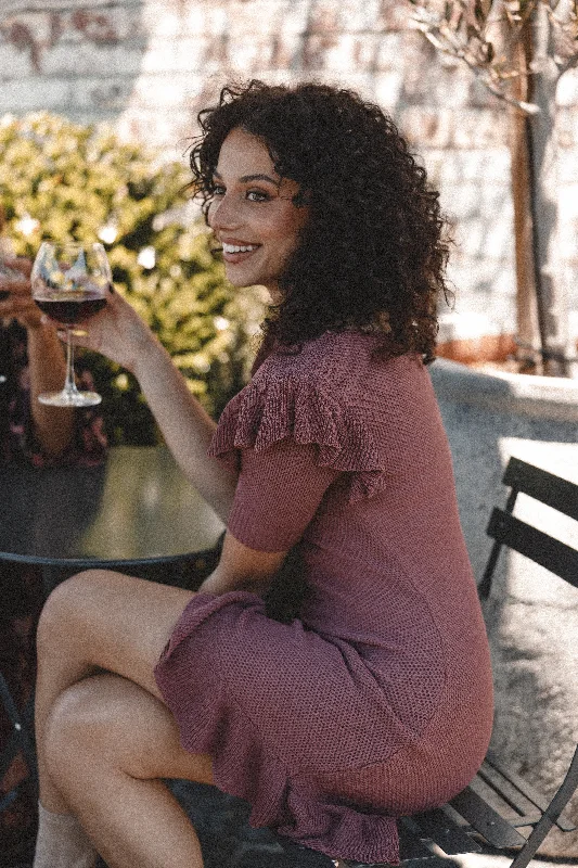 Stunning gold party dresses for evening events -Tru Knitted Mini Dress - Sienna