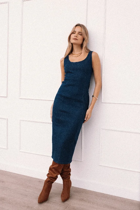 Spring dresses for casual workwear with elegance -Tammy Dress - Medium Denim