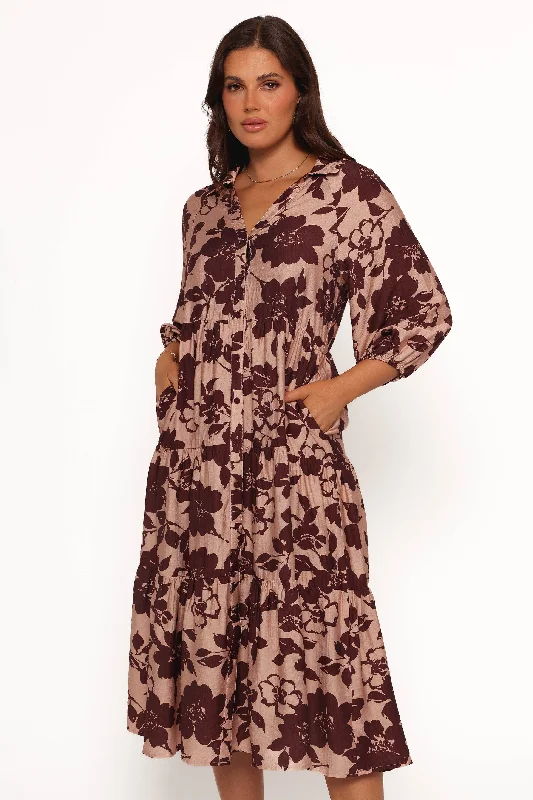 Spring dresses for outdoor weddings with breathable fabrics -Isaac Maxi Dress - Brown Floral Spring dresses for outdoor weddings with breathable fabrics -Isaac Maxi Dress - Brown Floral