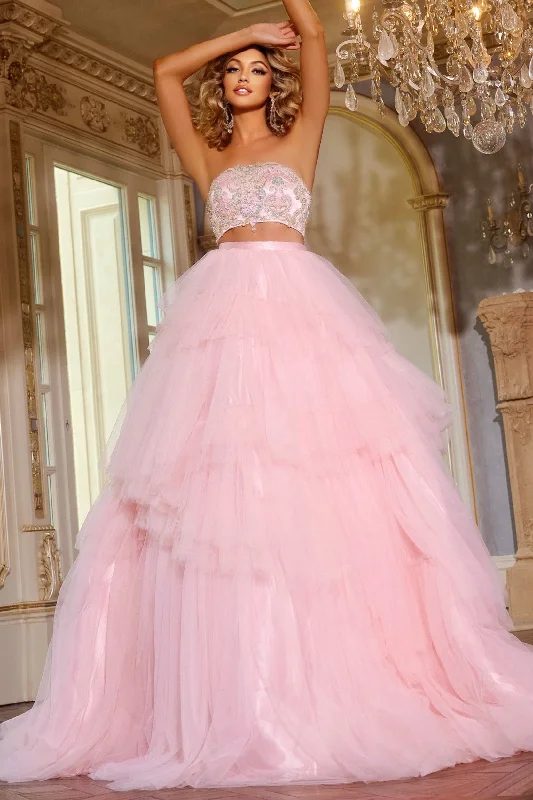 formal dresses with pockets for convenience and style --2-Piece Strapless A-line Ruffled Gown by Jovani D5112 formal dresses with pockets for convenience and style --2-Piece Strapless A-line Ruffled Gown by Jovani D5112