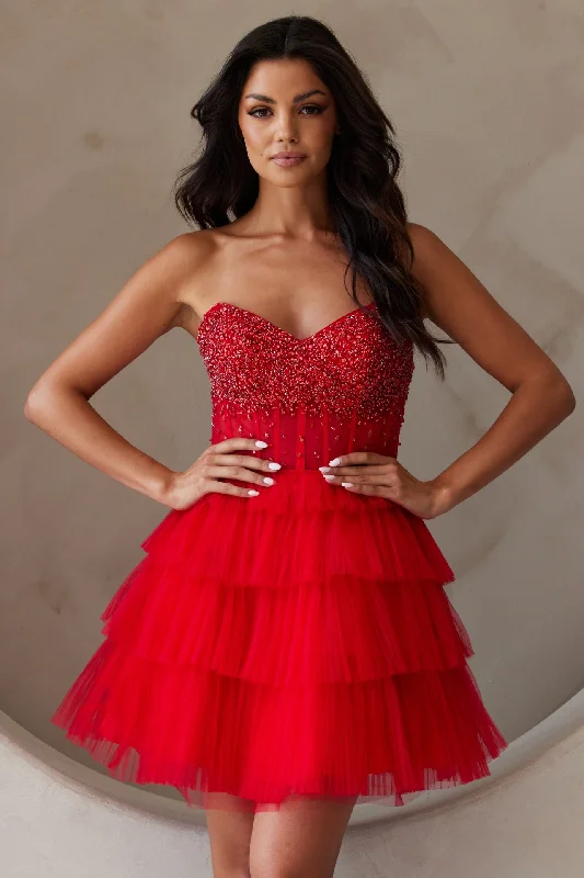 Stylish dresses for girls' birthday parties -Beaded Short Strapless Tiered Dress by Amelia Couture BZ9999S Stylish dresses for girls' birthday parties -Beaded Short Strapless Tiered Dress by Amelia Couture BZ9999S