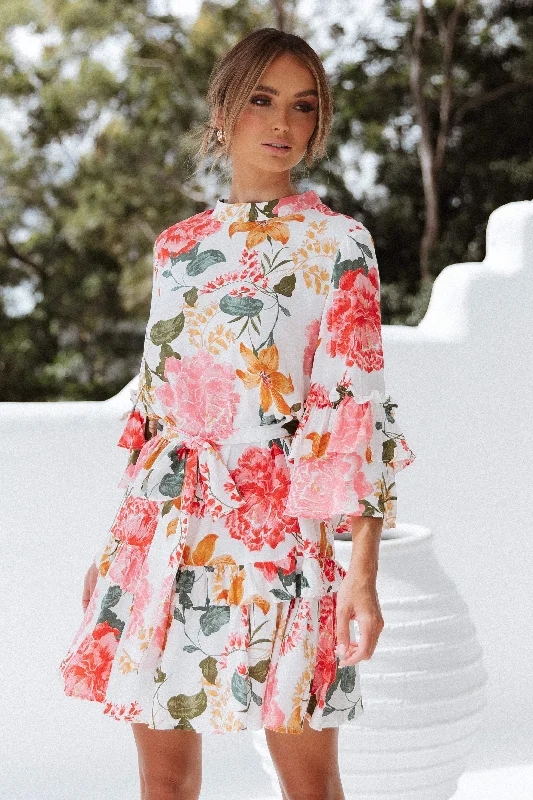 Graduation dresses with silk fabric for a luxurious finish -Peta Dress - White