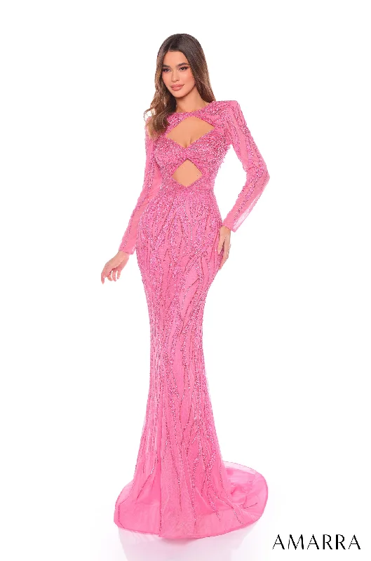 cocktail dresses with ruched sides for slimming effect --Long Sleeve Cutout Mermaid Dress by Amarra 88093 cocktail dresses with ruched sides for slimming effect --Long Sleeve Cutout Mermaid Dress by Amarra 88093