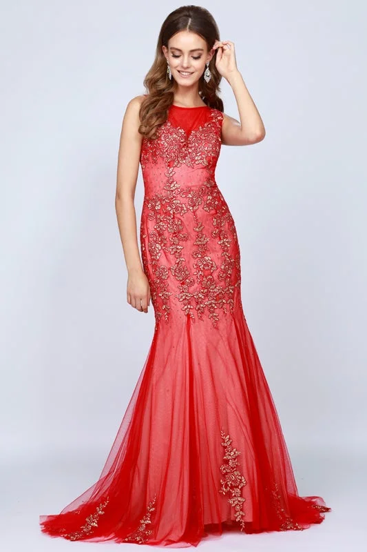 Trendy long dresses for elegant wedding guest attire -Lace Applique Mermaid Gown by Juliet 656 Trendy long dresses for elegant wedding guest attire -Lace Applique Mermaid Gown by Juliet 656