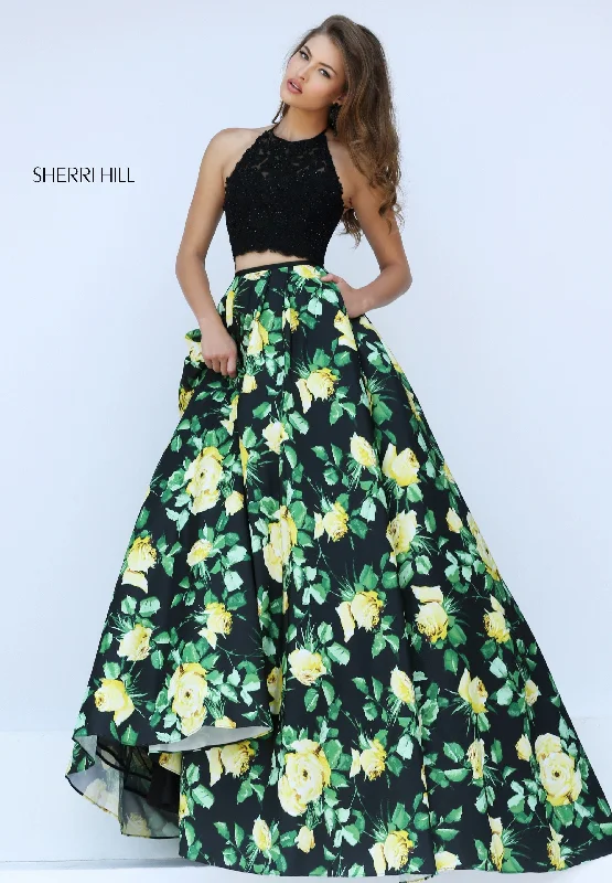 Two piece skirt sets with floral prints for spring- -50119