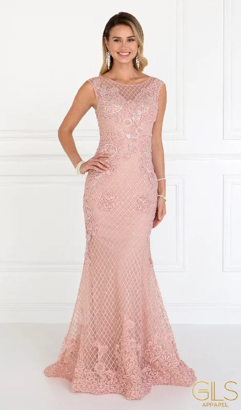 Chic cocktail dresses for wedding guest attire -Floral Embroidered Mermaid Gown by Elizabeth K GL1536 Chic cocktail dresses for wedding guest attire -Floral Embroidered Mermaid Gown by Elizabeth K GL1536