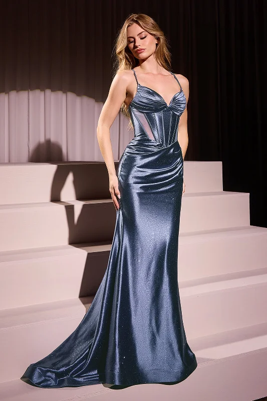 formal dresses with sequined bodices for sparkle --Glitter Satin Fitted Sleeveless Gown by Ladivine CC2397 formal dresses with sequined bodices for sparkle --Glitter Satin Fitted Sleeveless Gown by Ladivine CC2397