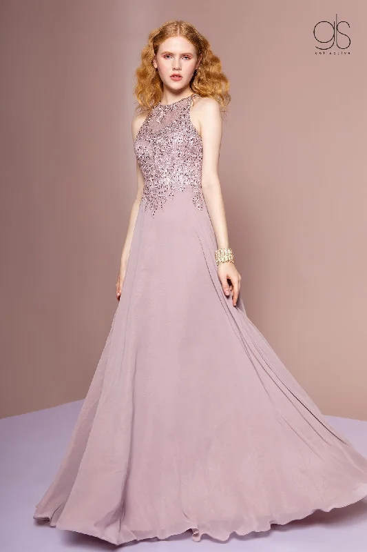 Beautiful silk wedding guest dresses for evening events -Long Embroidered A-line Dress by Elizabeth K GL2680 Beautiful silk wedding guest dresses for evening events -Long Embroidered A-line Dress by Elizabeth K GL2680