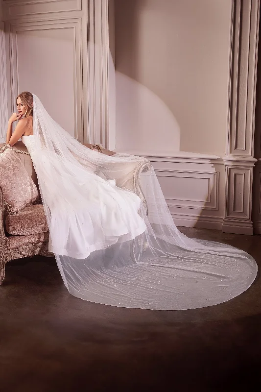 Trendy wedding guest dresses with sleek necklines for a sophisticated look -Pearl Drops Royal Veil by Ladivine V008 Trendy wedding guest dresses with sleek necklines for a sophisticated look -Pearl Drops Royal Veil by Ladivine V008