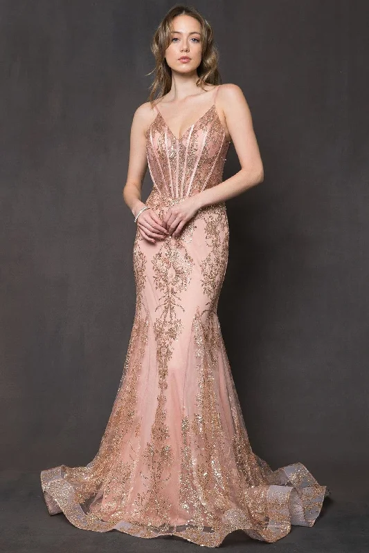 cocktail dresses with floral prints for daytime events --Glitter Print V-Neck Mermaid Gown by Amelia Couture BZ015 cocktail dresses with floral prints for daytime events --Glitter Print V-Neck Mermaid Gown by Amelia Couture BZ015