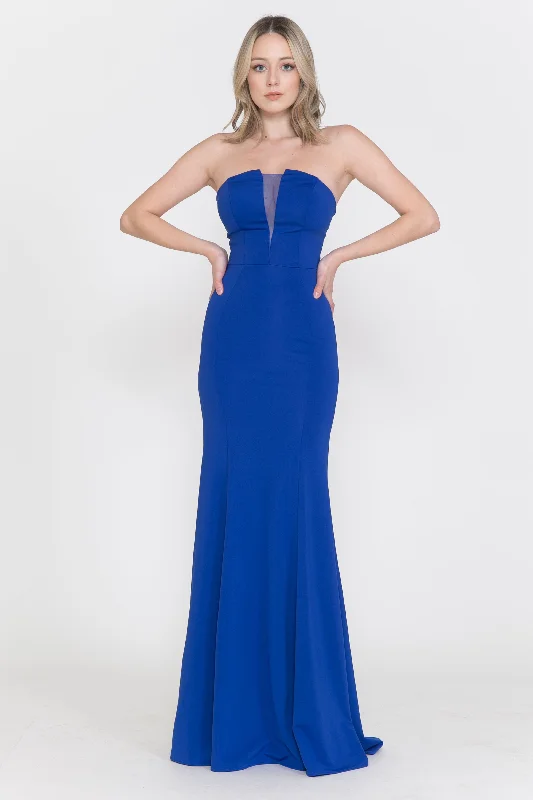 formal dresses with lace overlays for vintage-inspired style --Long Fitted Illusion Strapless Dress by Poly USA 8488 formal dresses with lace overlays for vintage-inspired style --Long Fitted Illusion Strapless Dress by Poly USA 8488