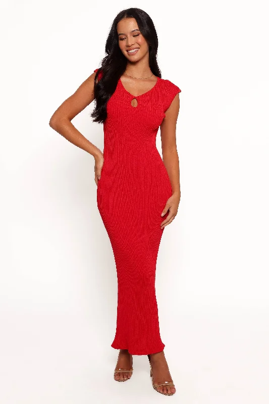 Trendy dress designs for cocktail receptions -Robin Midi Dress - Red