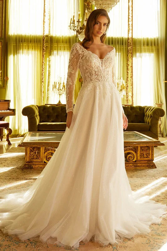 cocktail dresses with tiered skirts for volume and movement --Long Sleeve Bridal Gown by GLS Gloria GL3530