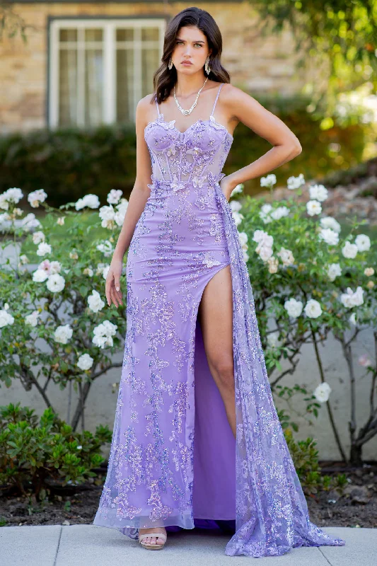 formal dresses with side slits for ease of movement --3D Butterfly Sleeveless Slit Gown by Cinderella Couture 8079J formal dresses with side slits for ease of movement --3D Butterfly Sleeveless Slit Gown by Cinderella Couture 8079J