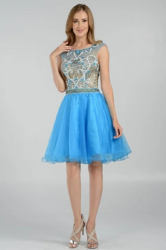 Graduation dresses for casual ceremonies with a relaxed style -Short Dress with Embellished Bodice by Poly USA 7542 Graduation dresses for casual ceremonies with a relaxed style -Short Dress with Embellished Bodice by Poly USA 7542