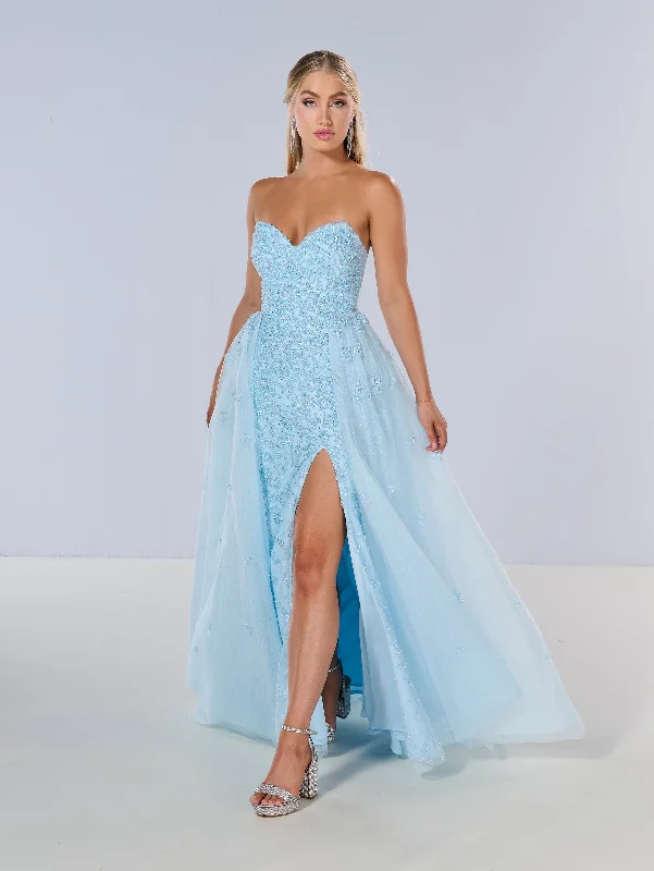 affordable formal dresses under $100 for prom --Beaded Strapless Overskirt Gown by Tiffany Designs 16209 affordable formal dresses under $100 for prom --Beaded Strapless Overskirt Gown by Tiffany Designs 16209