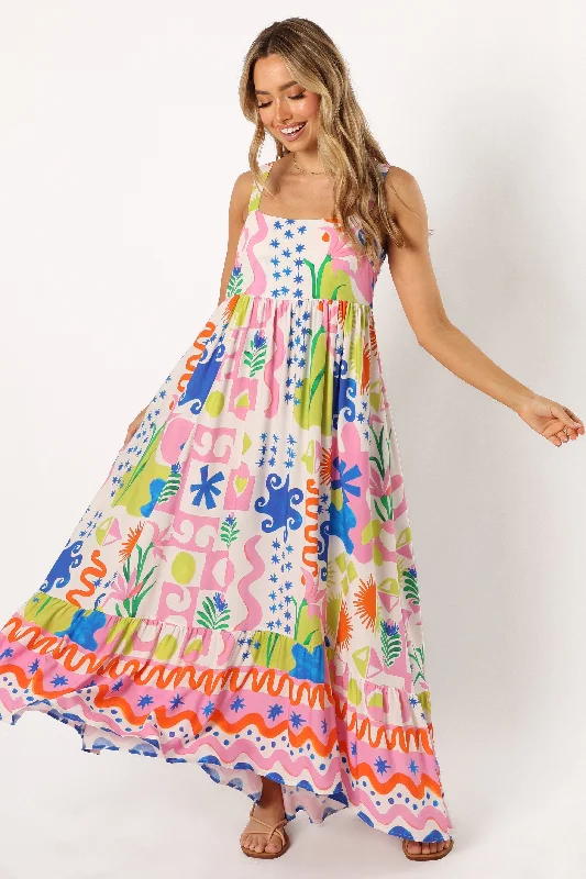 Spring dresses for a casual date with a flirty vibe -Greer Maxi Dress - Mercedes Print