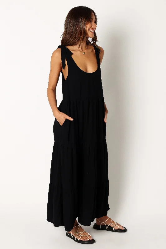 Midi dresses for evening cocktail parties -Marcy Midi Dress - Black