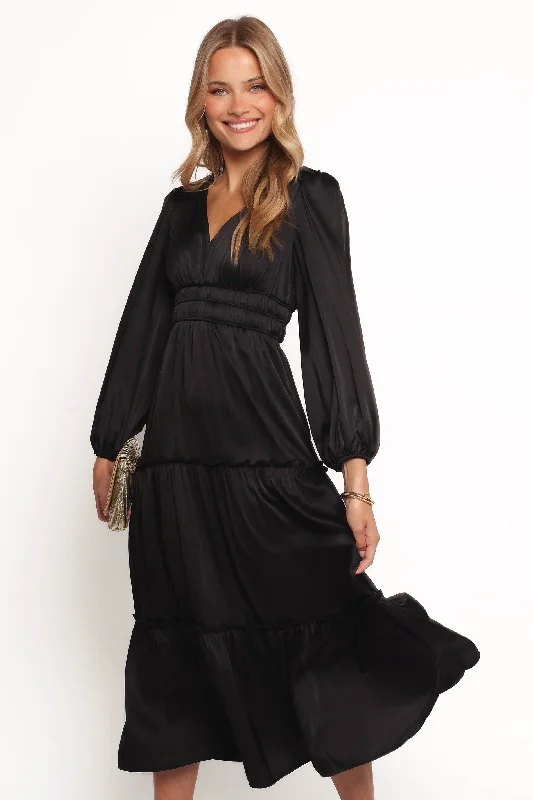 Sexy cocktail dresses for late-night events -Rowen Long Sleeve Maxi Dress - Black