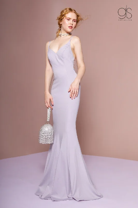 Comfortable wedding guest dresses for outdoor celebrations -Long V-Neck Jersey Dress with Strappy Back by Elizabeth K GL2696 Comfortable wedding guest dresses for outdoor celebrations -Long V-Neck Jersey Dress with Strappy Back by Elizabeth K GL2696