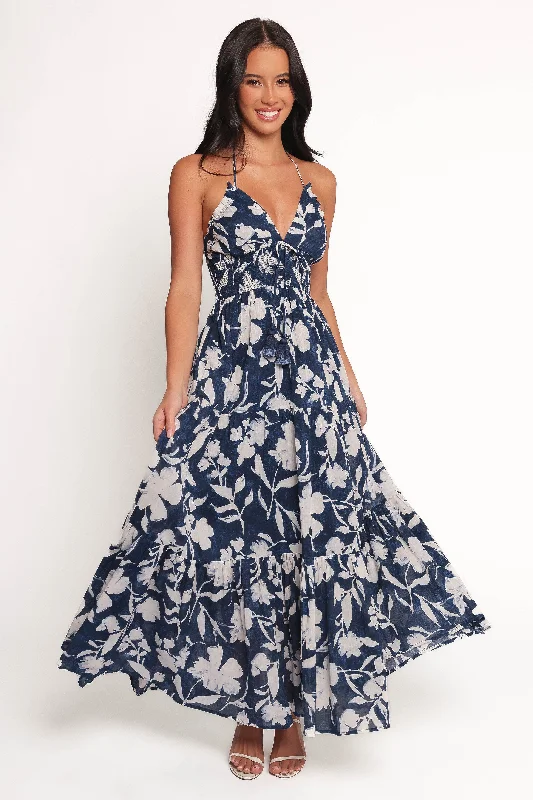 Spring dresses for a wedding guest with elegant options -Coralie Maxi Dress - Navy Peony